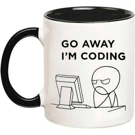 Go Away I'm Coding Mug Novelty Gift Coffee Ceramic Mug, 11 Oz Novelty Coffee Mug, Black