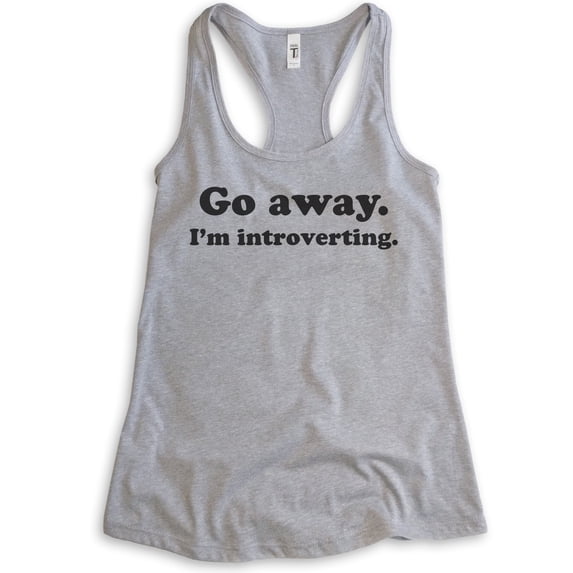 Go Away I'm Introverting Tank Top, Ladies Racerback Tank Top, Awkward Tank, Introvert Tank, Heather Gray, Medium
