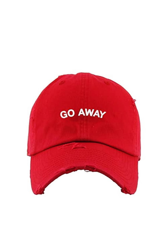 Go Away Vintage Baseball Cap Embroidered Cotton Adjustable Distressed Dad Hat