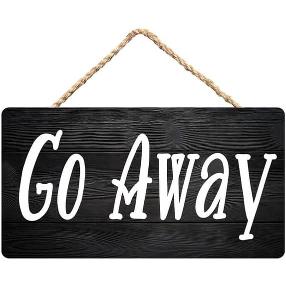 Go Away Wooden Hanging Sign, Wall Pediments Door Decor for Introverts ...