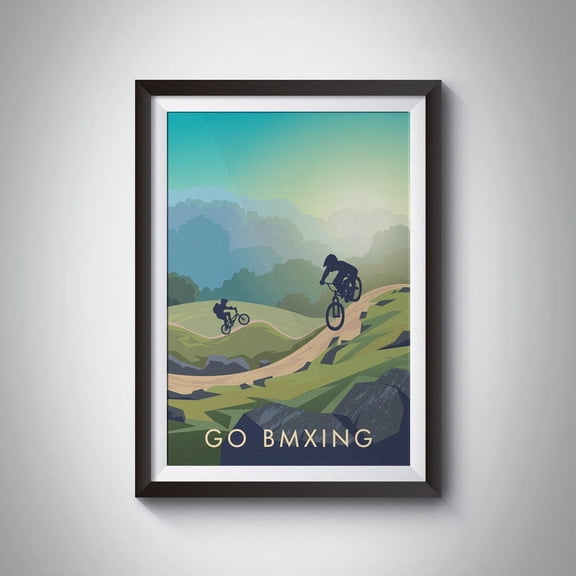 Go BMXing Outdoor Hobbies Cycling Biking Retro Artwork, Unframed Paper Poster 8x10in
