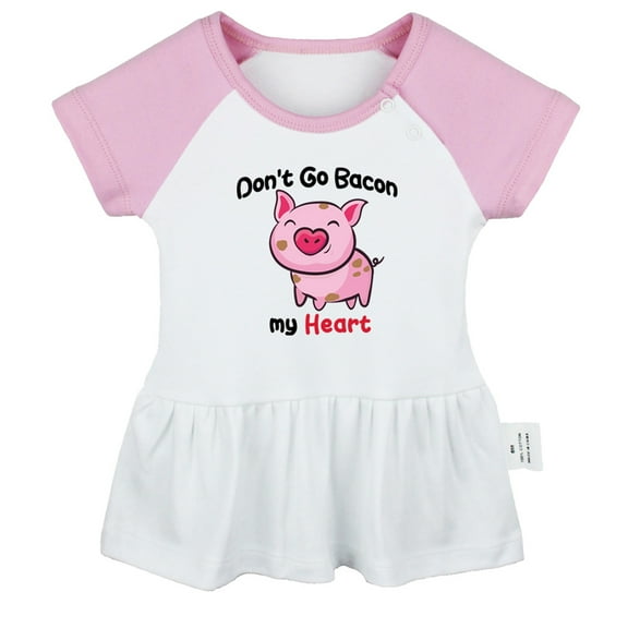 Don't Go Bacon My Heart Funny Dresses For Baby, Newborn Babies Skirts, Infant Princess Dress, 0-24M Kids Graphic Clothes (Pink Raglan Dresses, 6-12 Months)
