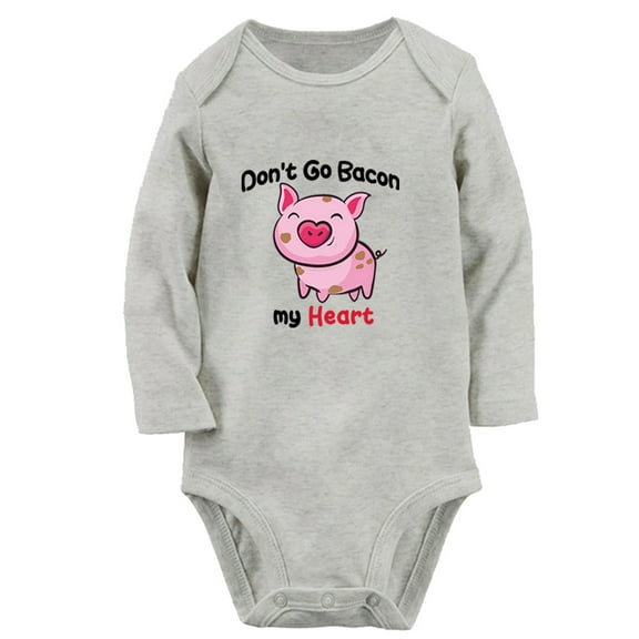 Don't Go Bacon My Heart Funny Rompers, Newborn Baby Unisex Bodysuits, Infant Jumpsuits, Toddler 0-12 Months Kids Long Sleeves Oufits (Gray, 0-6 Months)