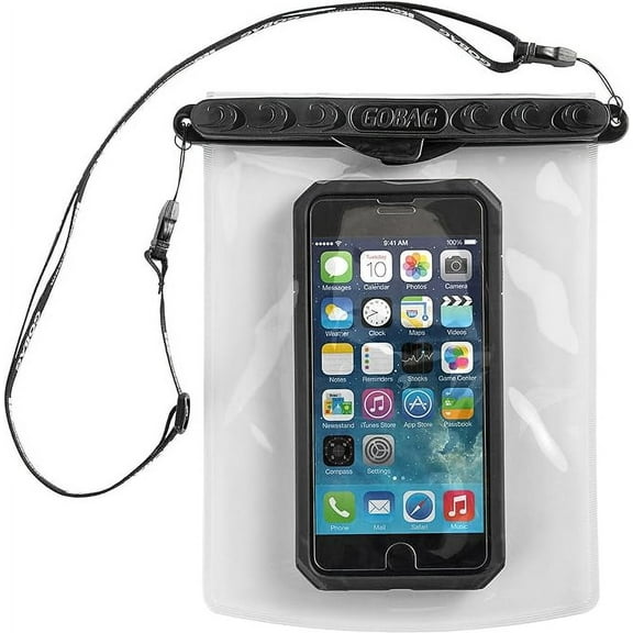 Go Bag Mako Dry Bag #1 Secure Air Tight Self-Sealing Magnetic Waterproof Case to 100 ft. Hermetic Seal Cell Phone Touchscreen Sensitive 7.5" x 5.75" Fits iPhone 6,7 8 + Plus, Samsung Galaxy Edge, Note