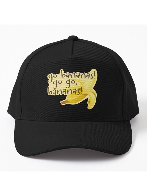Go Bananas Baseball Cap, Fruit Wordplay Statement Graphic Design, Classic Hat