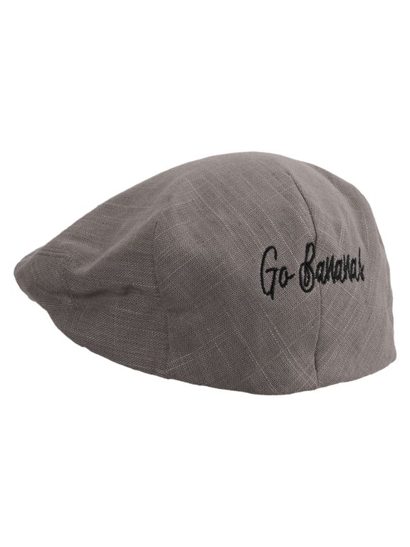 Go Bananas Embroidered Big Size Men's Linen Ivy Cap - Charcoal 2XL-3XL