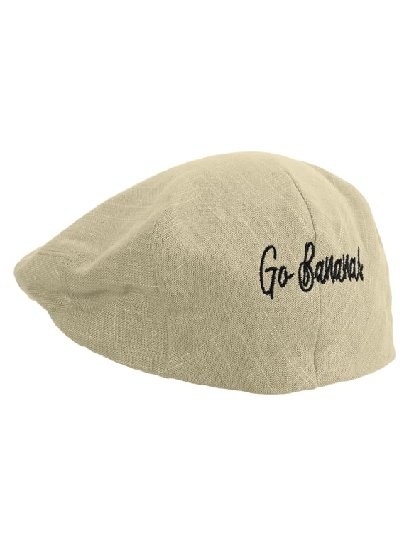 Go Bananas Embroidered Big Size Men's Linen Ivy Cap - Khaki XL-2XL
