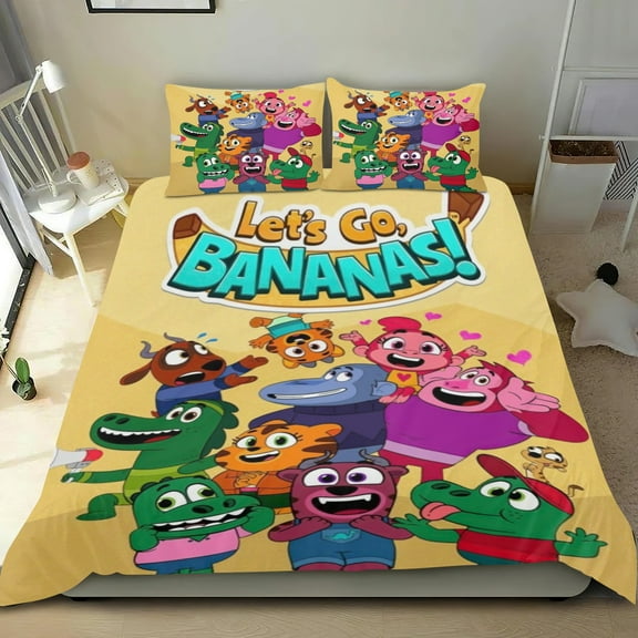 Let's Go, Bananas! Themed Bed Sheet Set Three Piece Set 53x79 In ches Comfortable And Skin Friendly Unique Design Creating A Star Studded Night Home Gifts For Family Friends fans