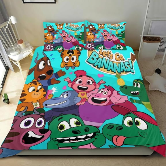 Let's Go, Bananas! Themed Bed Sheet Set Three Piece Set 53x79 In ches Comfortable And Skin Friendly Unique Design Creating A Star Studded Night Home Gifts For Family Friends fans