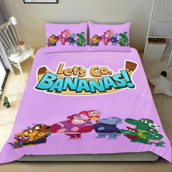 Let's Go, Bananas! Themed Bed Sheet Set Three Piece Set 53x79 In ches Comfortable And Skin Friendly Unique Design Creating A Star Studded Night Home Gifts For Family Friends fans