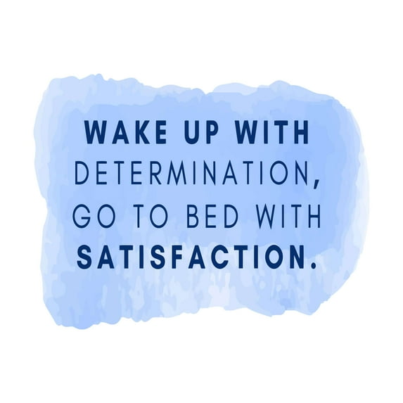 Go To Bed With Satisfaction Wakeup With Determination Quote Watercolor Art Wall Art Sticker Designs Vinyl Stickers For Home House Walls Rooms Windows Bedroom Decoration Size (28x28 inch)