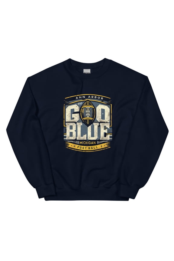 Go Blue Ann Arbor Vintage Retro Unisex Sweatshirt (Navy, S)