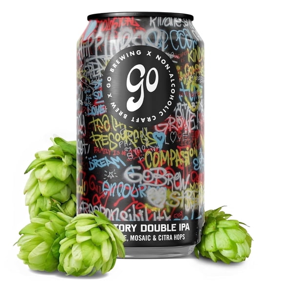 Go Brewing Not Just Another Story Non-Alcoholic Double IPA, Grapefruit and Papaya, 12 Oz, 12 Cans