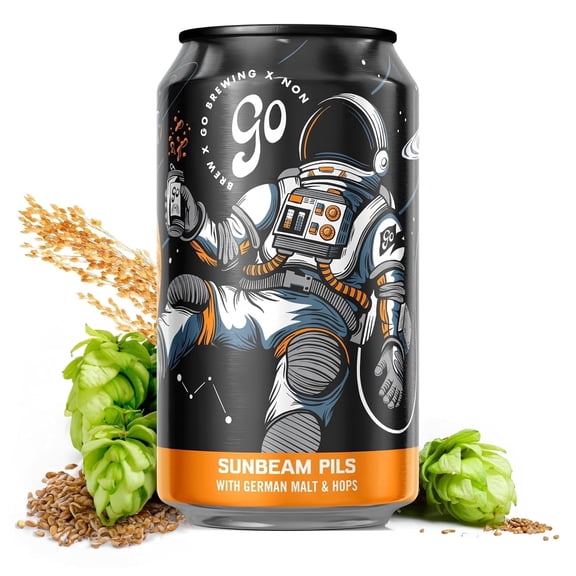 Go Brewing Suspended in a Sunbeam Non-Alcoholic Pilsner, Smooth and Floral, 12 Oz, 12 Cans