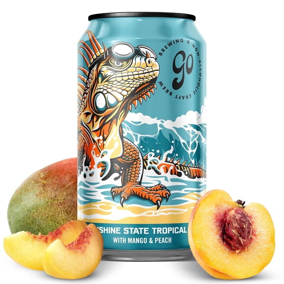 Go Brewing - Sunshine State Tropical IPA - Non-Alcoholic Craft Beer - Small Batch, Low-Calorie Brew - Mango and Peach Flavor Profile - Bold and Smooth Finish - Ideal for Any Occasion (12 Oz, 12 Cans)
