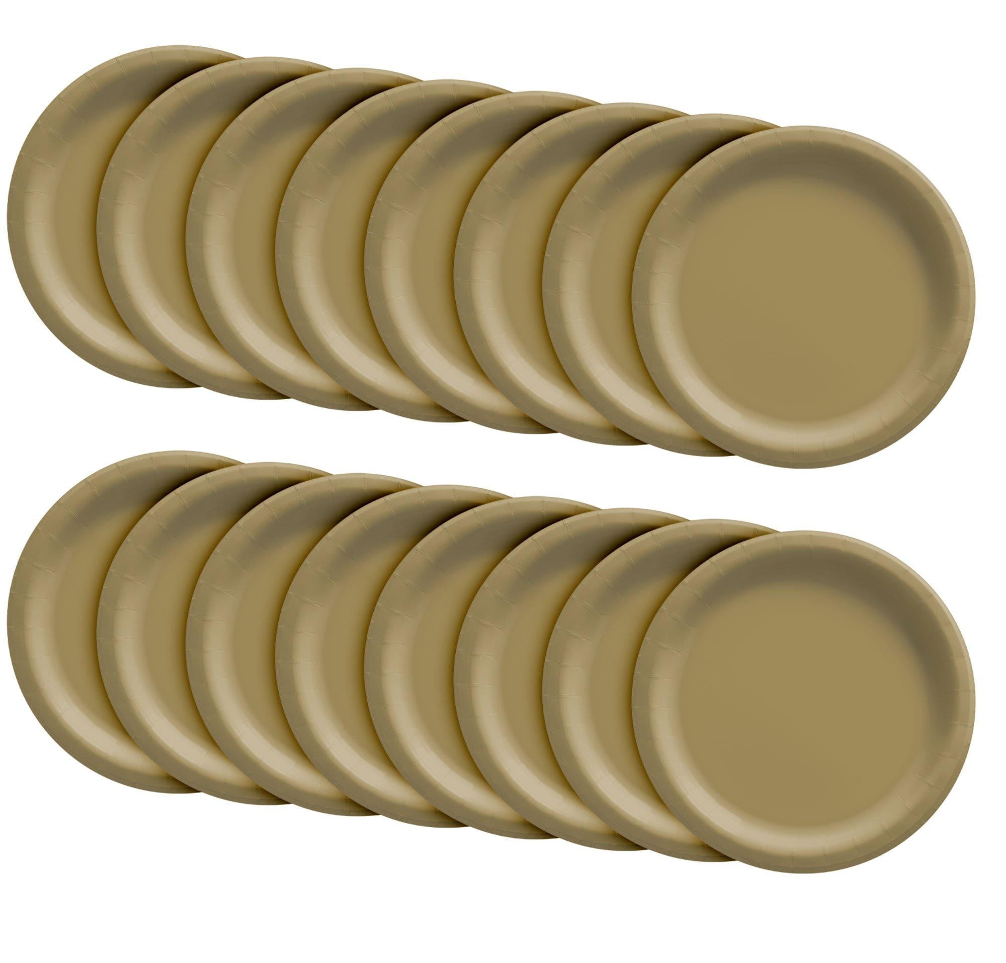 Party City Disposable Paper Plates, 16 Count (Gold) - Go Brightly Classic Everyday Lunch Paper Plates, 8.5" - Premium Party Supplies