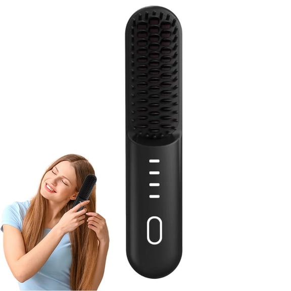 Go Brush Pro Cordless Hair Straightening Brush - Upgraded 2026 Model with 30s Fast Heat, 4 Temp Settings, Ionic Ceramic Care, USB-C Rechargeable for Frizz-Free Styling