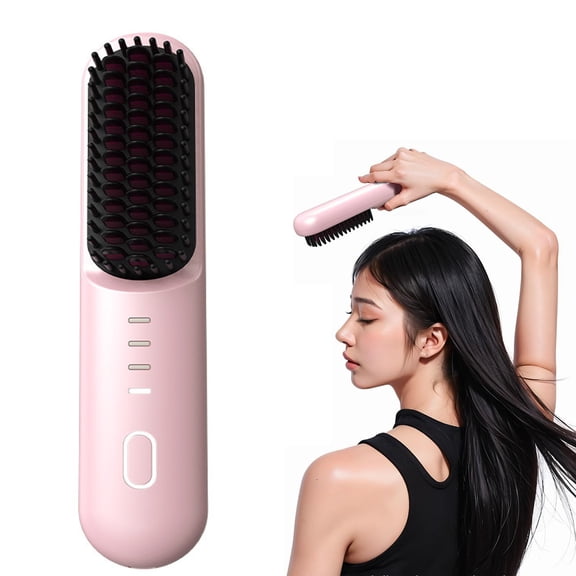 Go Brush Pro for Short Hair - 2026 Upgraded Cordless Straightening Brush with 30s Fast Heat,4 Temperature Settings,Ionic & Ceramic Care,5000mAh Type-C Rechargeable for Frizz-Free Styling