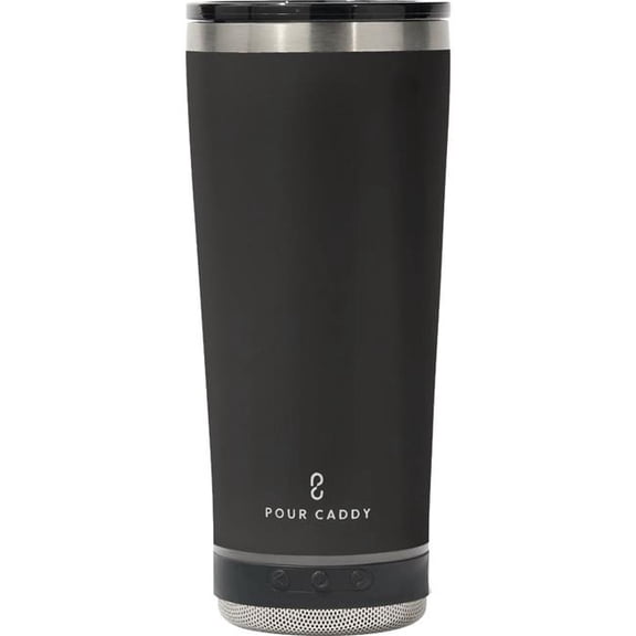 Pour Caddy Vibe 162304 18 oz Go Caddy Insulated Tumbler with Speaker - Black