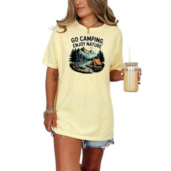 Go Camping Enjoy Nature T-Shirt, Adventure Tee, Outdoor Camping Shirt, Nature Lovers Gift, Camping Trip Shirt, Scenic T-Shirt, Unisex Tee, Butter Comfort Colors T-Shirt, Large