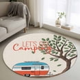 thumbnail image 1 of Let's Go Camping Round Area Rug 3.3Ft Washable Circle Rugs for Dining Room Table, Modern Camper Van Trees Burlap Rustic Non-Slip Carpet Floor Mats Indoor Outdoor Carpet Runner Aesthetic Home Decor, 1 of 8