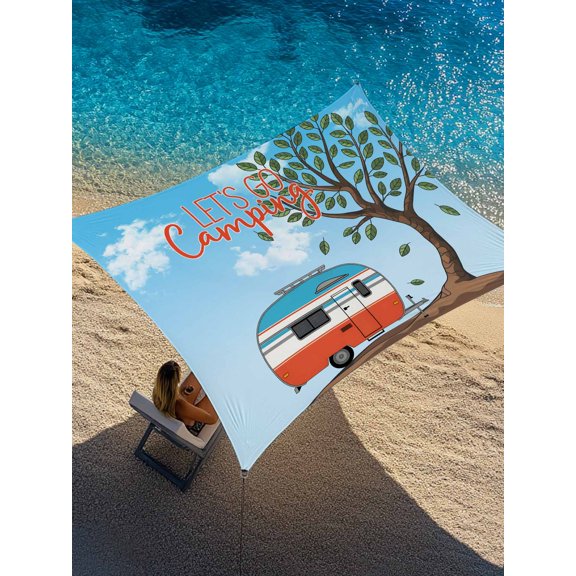 Let's Go Camping Sun Shade Sail 12' x 16', Caravan RV Tree Spring Summer Rectangle Outdoor Sunshade Canopy, Waterproof UV Block Patio Covers for Garden Yard Beach