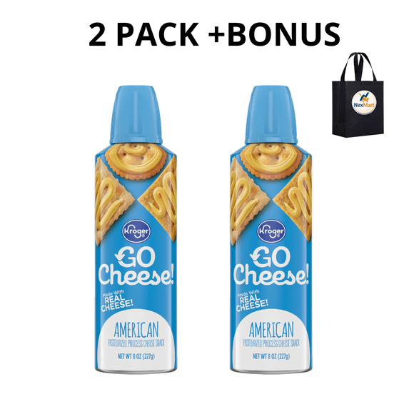 Go Cheese! American Spray Cheese ,8 oz , 2 Pack + Bonus