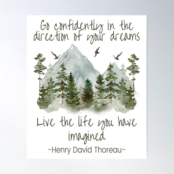 Go Confidently In The Direction Of Your Dreams Inspirational Thoreau Quote About Life Poster Wall Art Modern Wall Decor For Living Room Bedroom