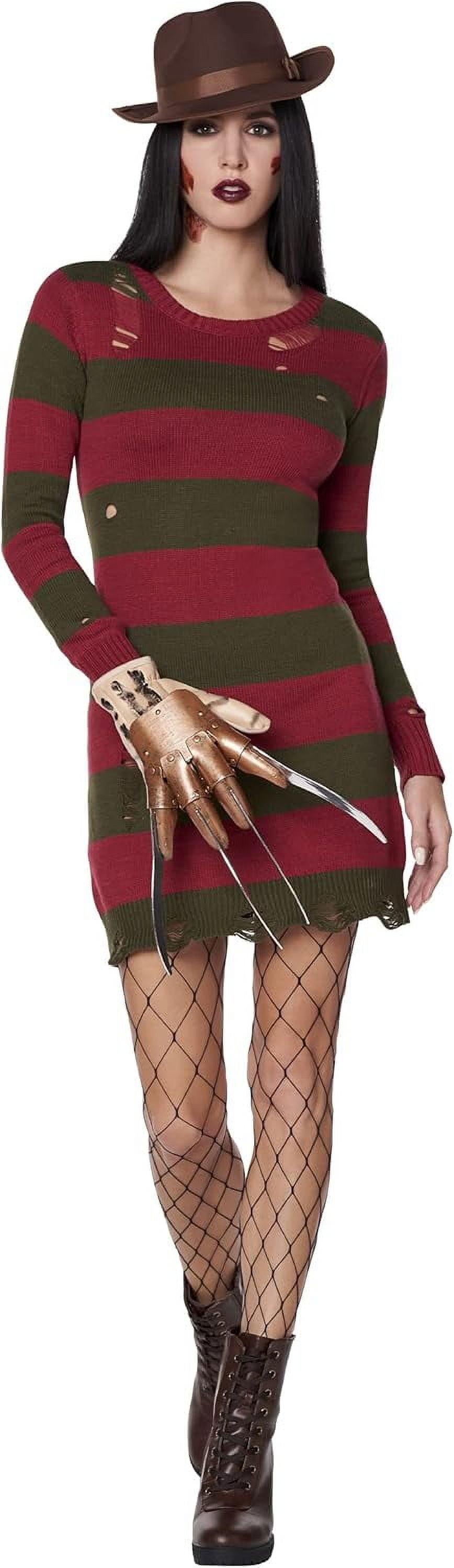 Go Cos Halloween A Nightmare on Elm Street Adult Freddy Krueger Sweater Dress Costume Officially Licensed Striped Dress