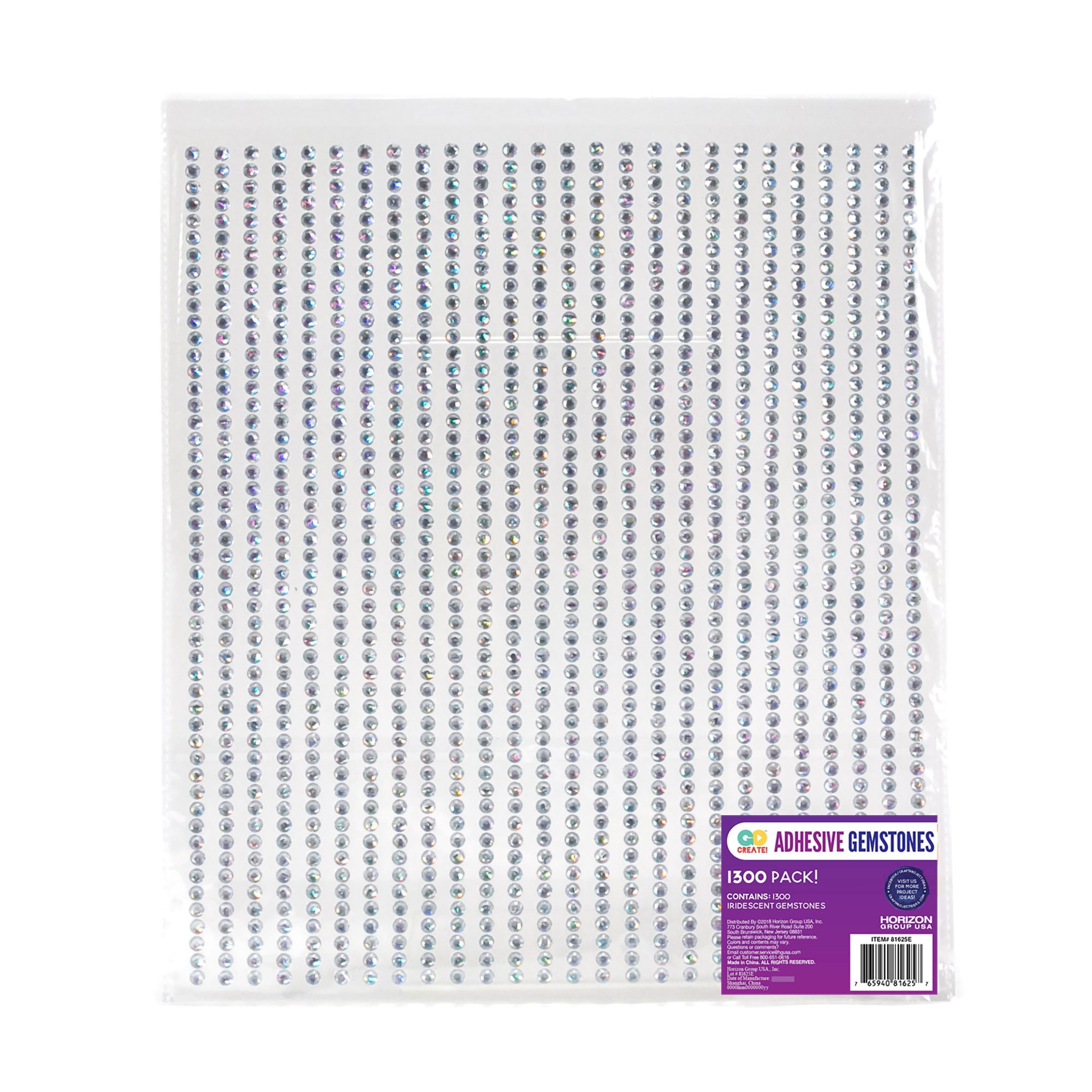 Go Create 6 Millimeter Iridescent Clear Gemstone Sticker Sheet, 1300