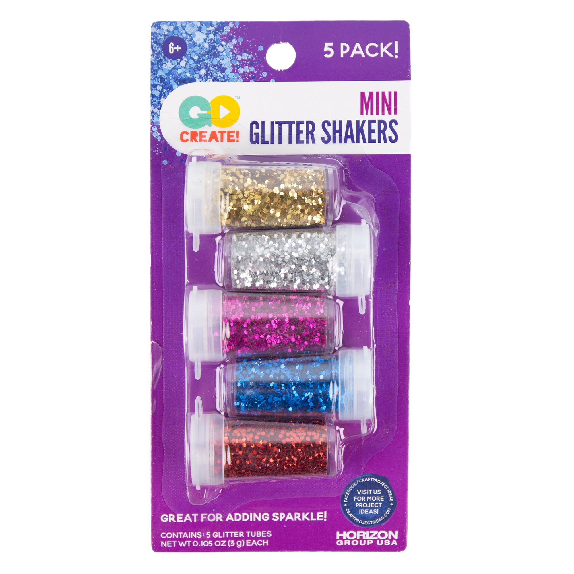 Baker Ross Glitter Shakers (Pack of 5) for Kids Arts and Crafts