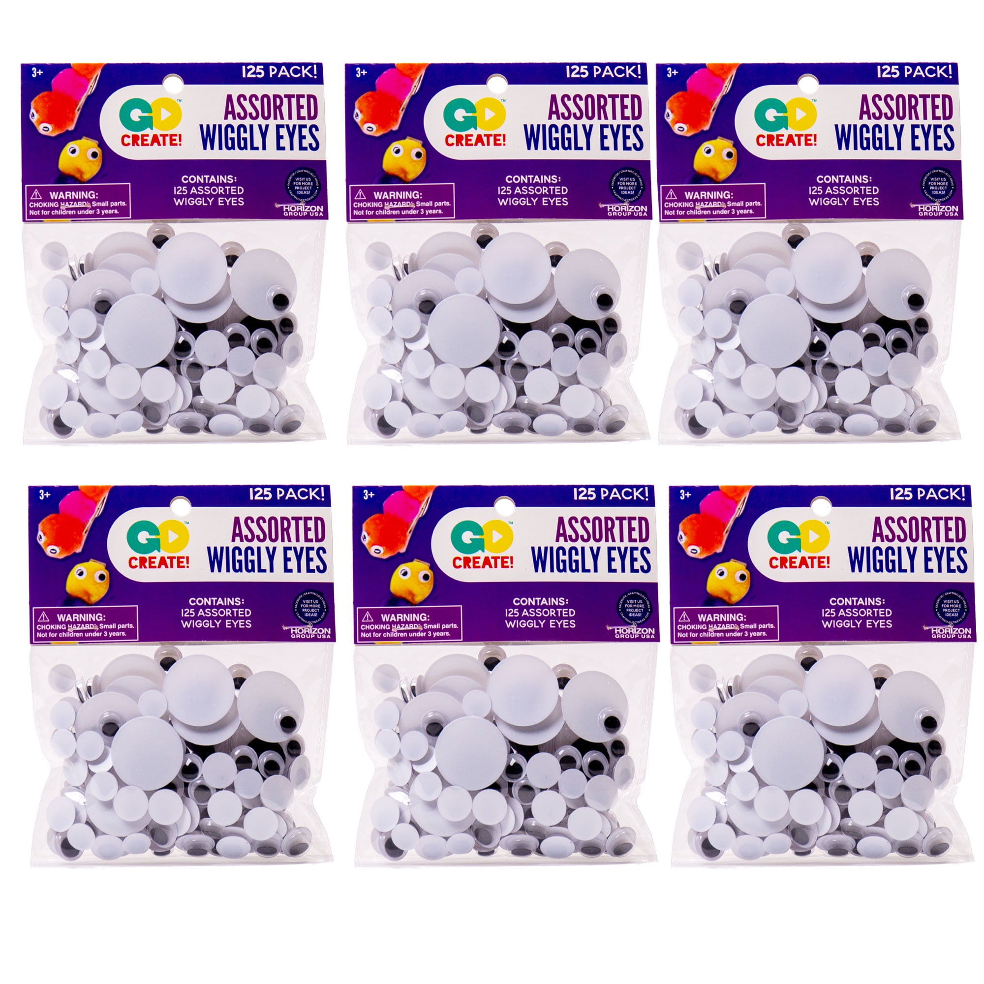 Go Create Assorted Wiggly Eyes, 750 Pack, 3 Different Sizes