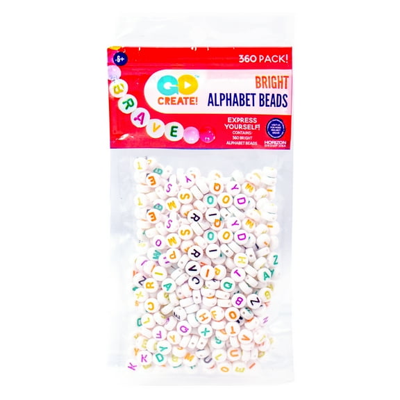Go Create Bright & Round Multi-Color Plastic Alphabet Beads, 360-Pack