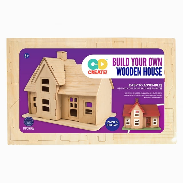 Go Create Build Your Own Wood House, 3D Wood Puzzle