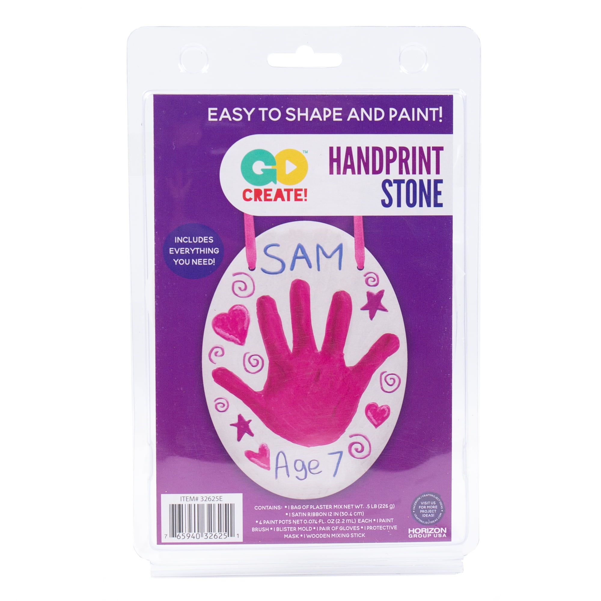 Sand Dough Sculpt & Paint Creations! Mold Your Own Hand Print Stone – DIY 7-Inch Handprint Stone Kit – Mess-Free Stepping Stones for Kids, Multi