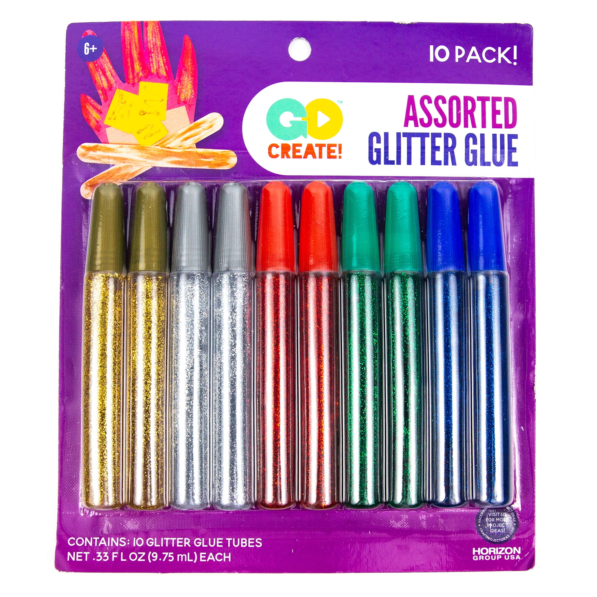 Hello Hobby Assorted Glitter Glue Pens, 10-Pack, Adult & Kids Crafts