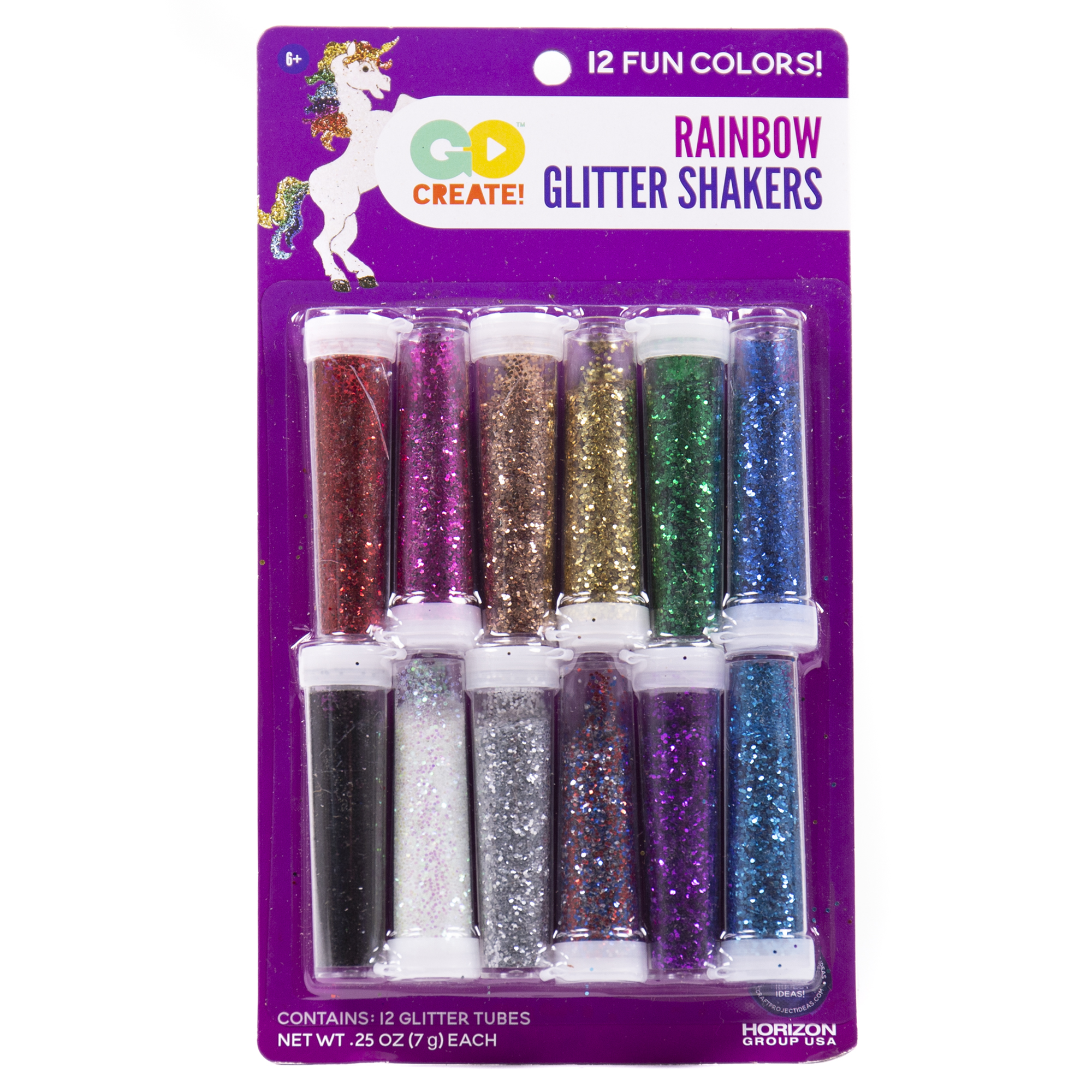 Go Create Mini Rainbow Glitter Shakers. 12 Count., .25 oz. Each. - image 1 of 4