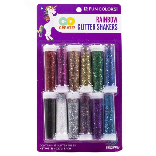 Go Create Mini Rainbow Glitter Shakers. 12 Count., .25 oz. Each.