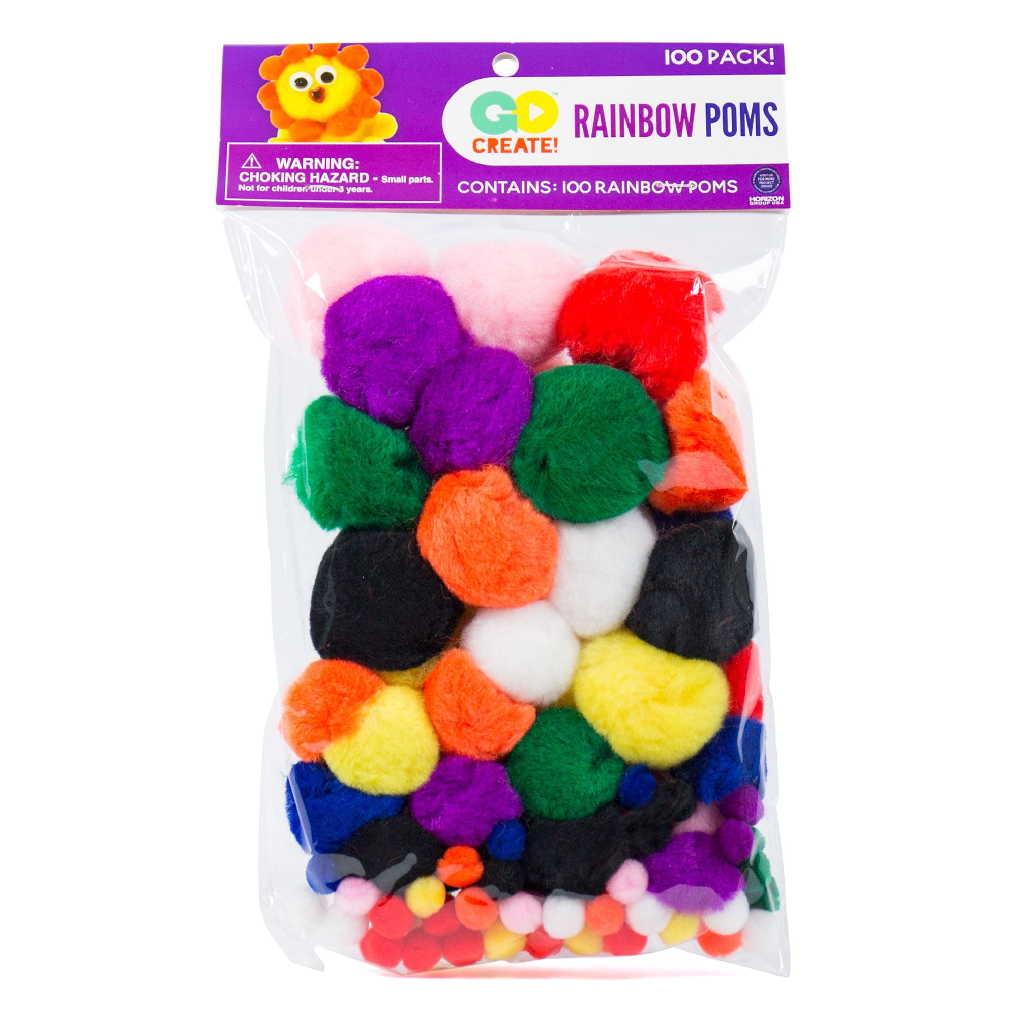 Assorted Multi Color Pom-Poms Variety Pack 100-Count POMVP-799