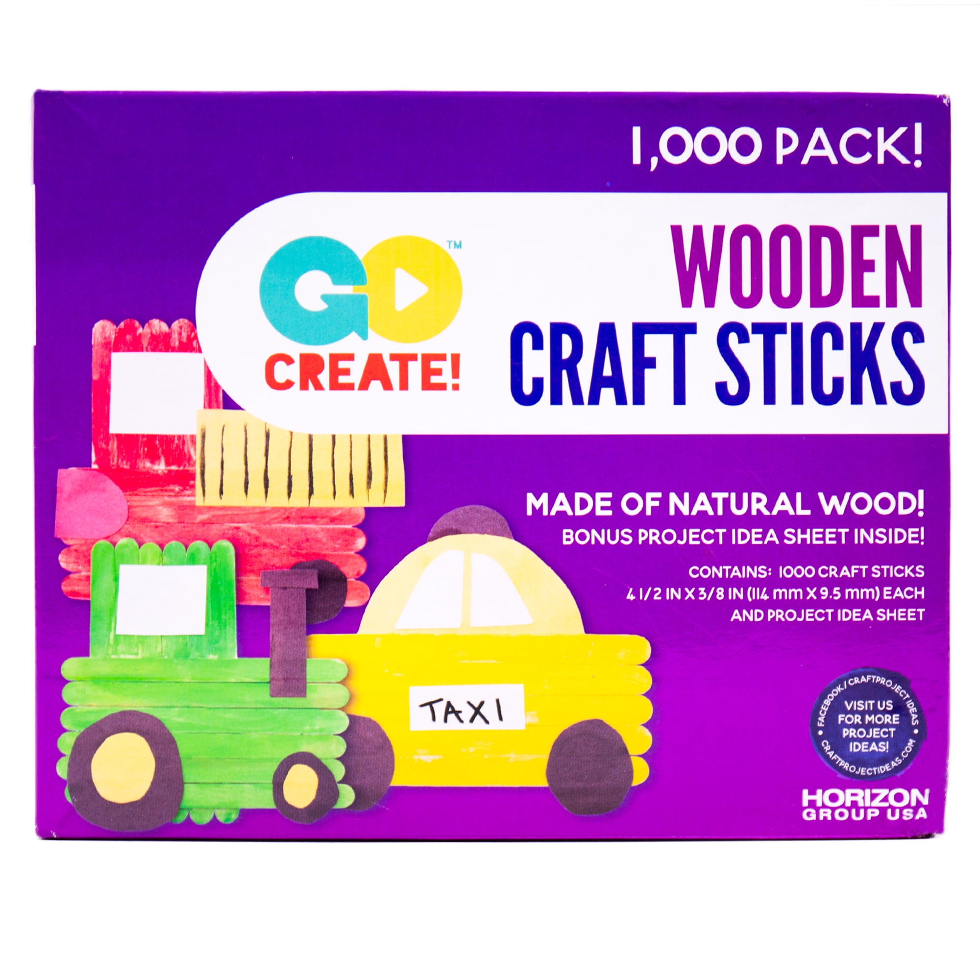 Go Create Skinny Wooden Craft Sticks, 75-Pack Real Wood Craft