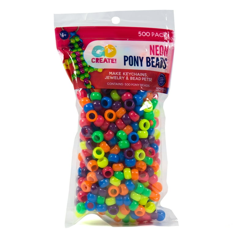 Go Create Neon Assorted Color Plastic Pony Beads
