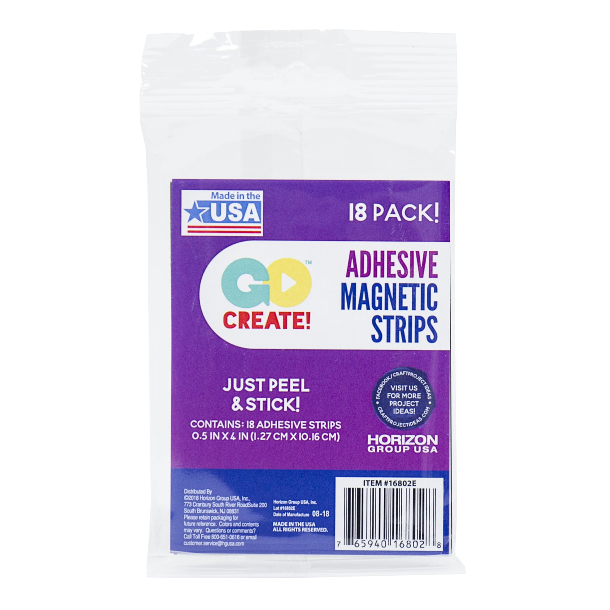 Go Create Peel & Stick Adhesive Magnetic Strips, 18 Count