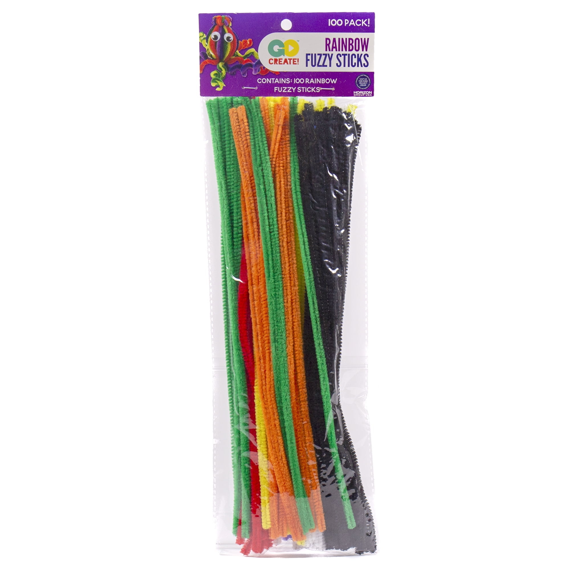 Go Create Rainbow Assorted Color Fuzzy Sticks, 100 Ct.