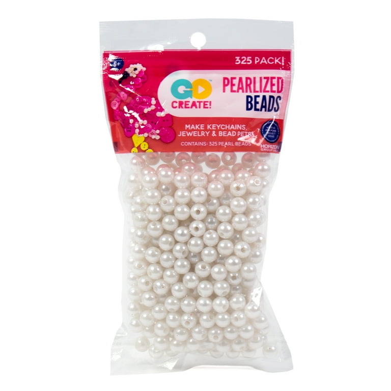 Go Create Round Plastic Pearl White Beads, 325 Count
