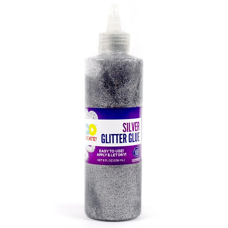 Glitter Glue, Silver, 25 ml, 1 Bottle