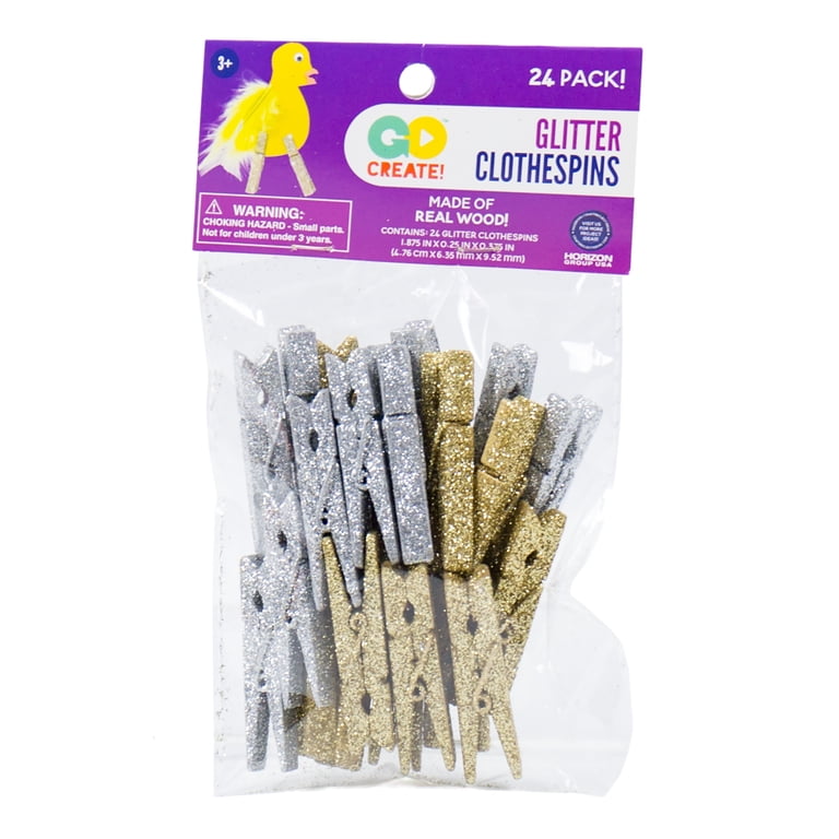 Go Create Small Silver & Gold Glitter Wooden Clothes Pins, 24 Count -  Walmart.com