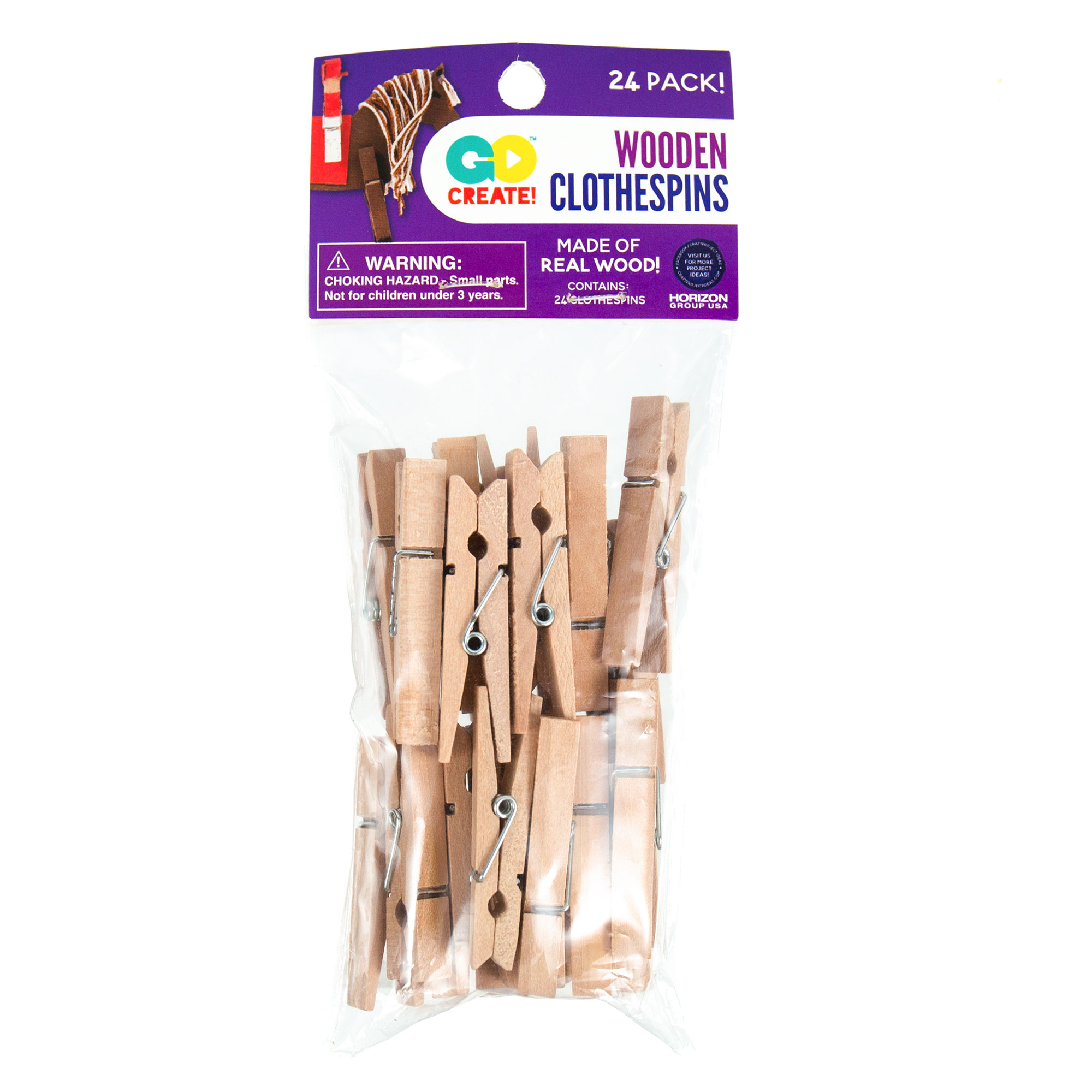 Go Create Small Wooden Clothespins, 24-Pack Small Wood Clothespins - image 1 of 4