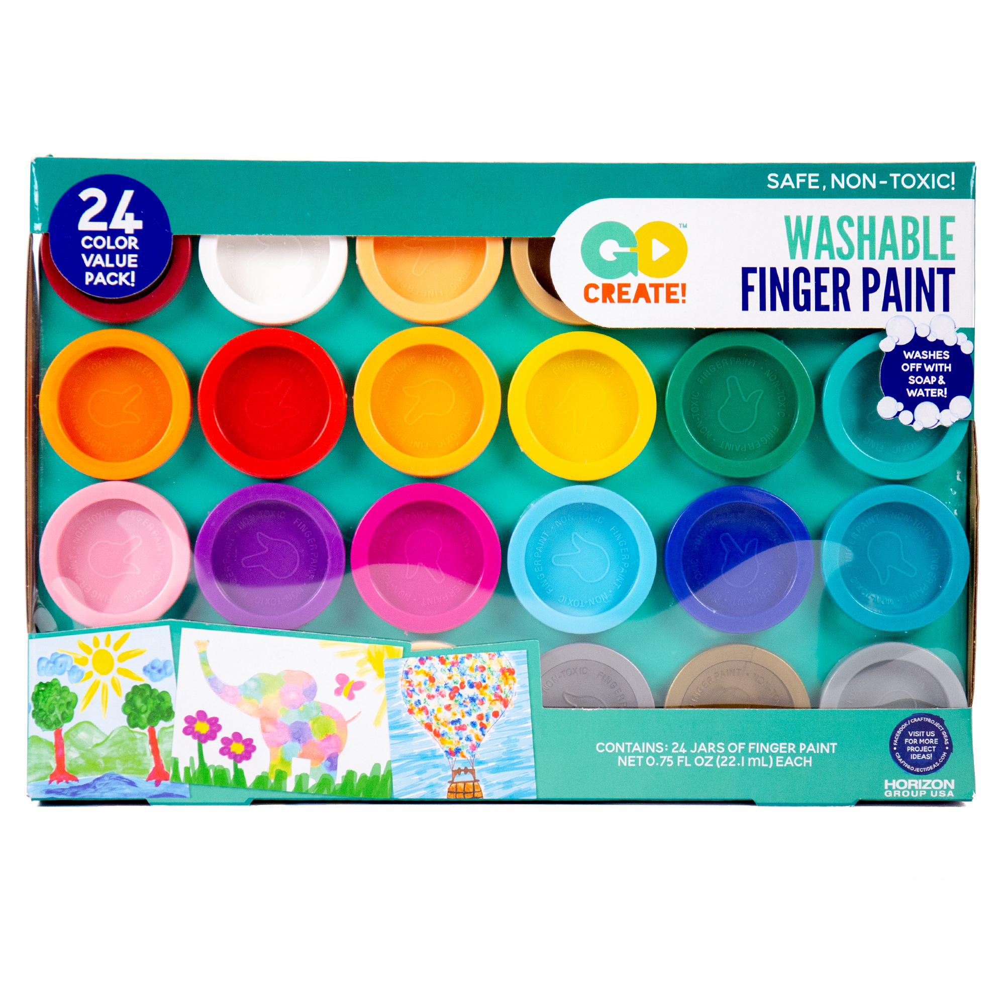 Go Create Washable Finger Paint Non-Toxic, 24 Count - image 1 of 8