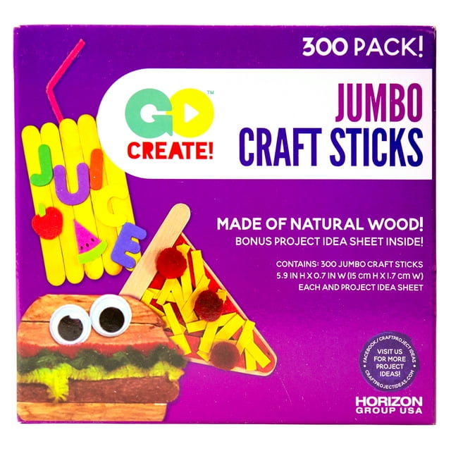 Go Create Wood Jumbo Craft Sticks, 300 Pack