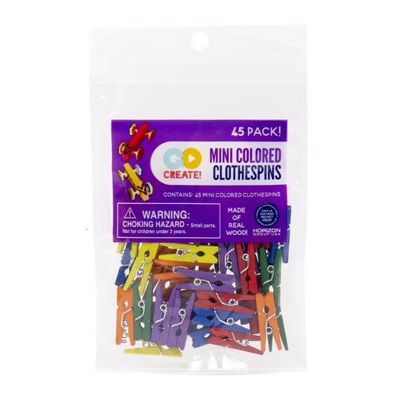 Go Create Wood Mini Colored Clothe Pins, 1 Each